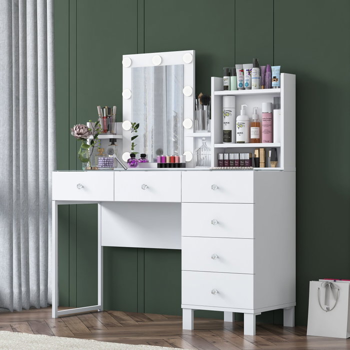 Hanah Home Mesa de Maquillaje BJ141 - 3837 Blanca con 9 Focos Hanah Home Mesa de Maquillaje BJ141 - 3837 Blanca con 9 Focos
